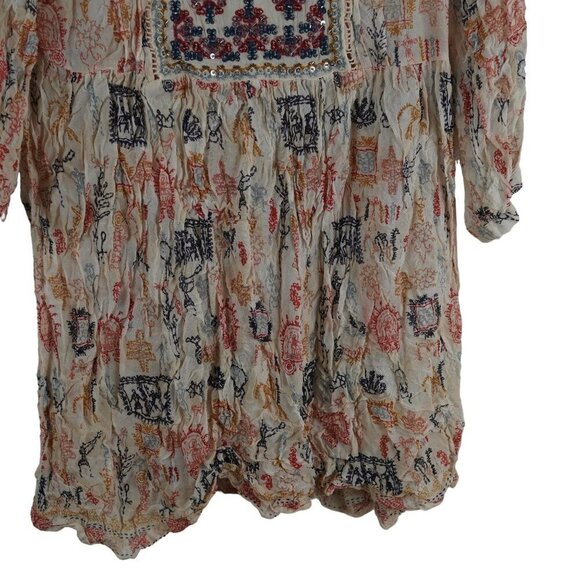 Velvet by Graham and Spencer Tawni Cleo Embroidered Peasant Boho MINI Dress - Picture 5 of 12